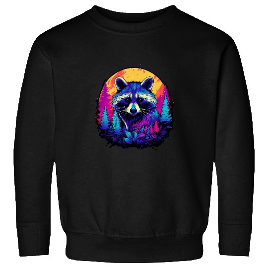 Raccoon Pet Colorful Realistic Raccoon in Wilderness on Moon Raccoon Sweatshirts