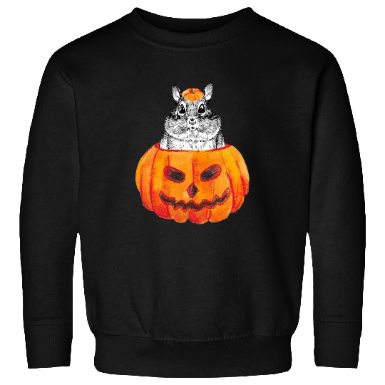 Squirrel Pet Chipmunk Halloween Pumpkin Striped Squirrel Animal Lover Sweatshirts