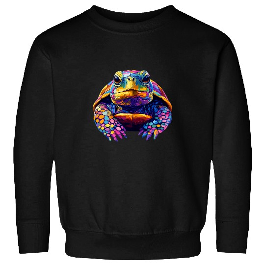 Turtle Pet Colorful Box Turtle Pond Animal Lover Men Women Black Sweatshirts