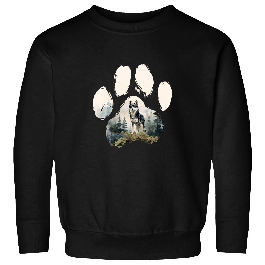 Alaskan Klee Kai Mountain Paw Design Dog Mom Dad Sweatshirts