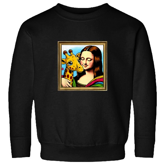 Giraffe Pet Humor Mona Lisa With Giraffe Sweatshirts