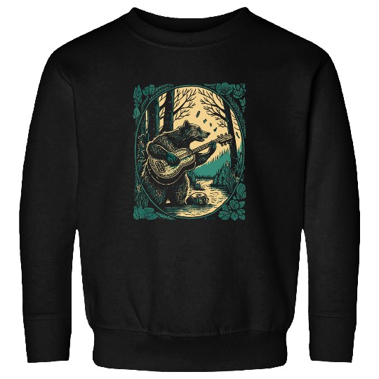Bear Pet Bear Playing Guitar vintages Cottagecore Funny Cute Music 2 Sweatshirts