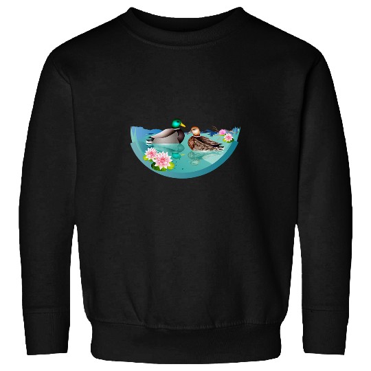 Duck Pet couple in duck pond with water lilies Sweatshirts