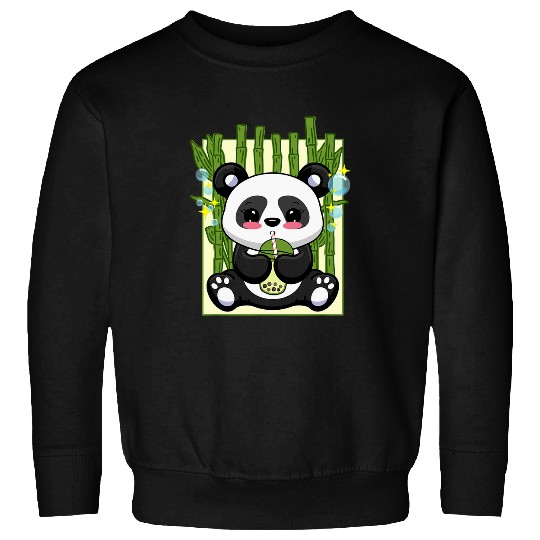 Panda Pet Funny Kawaii Boba Tea Panda Bubble Tea Japanese Anime Bamboo Sweatshirts