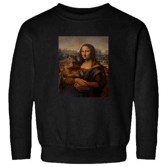 capybaras Pet Mona Lisa Funny capybaras Painting Portrait Men Women Sweatshirts