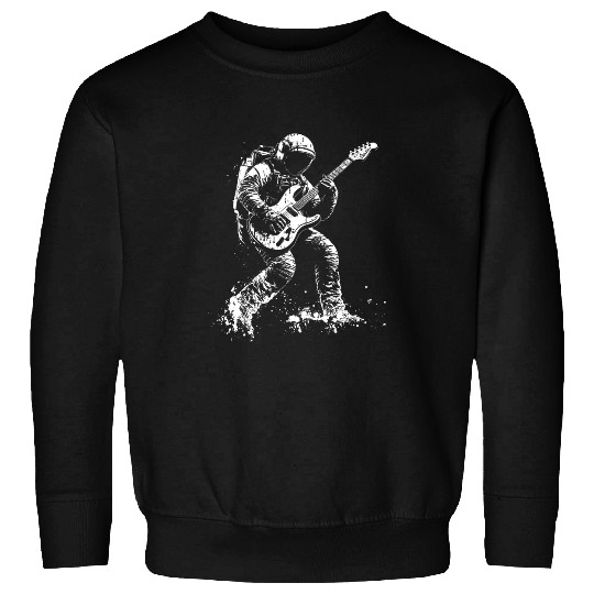 Distressed Astronaut Playing Guitar Punk Rock 2Roll Vintage Sweatshirts