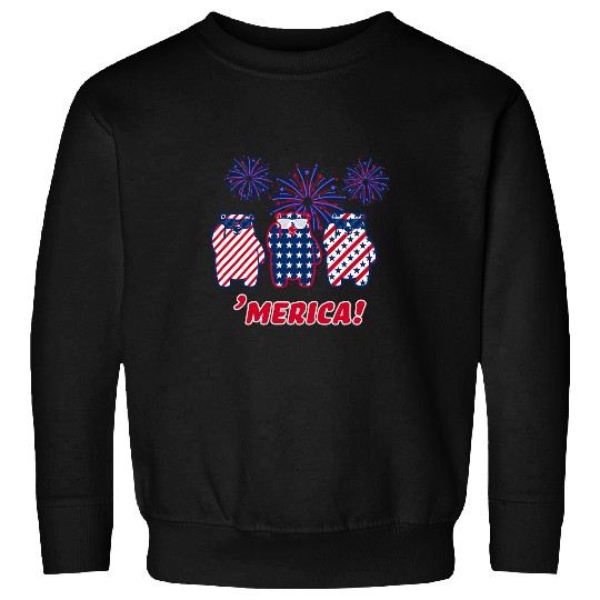 Bear Pet Merica Bear in Red White Blue with Patriotic Fireworks 4th Sweatshirts