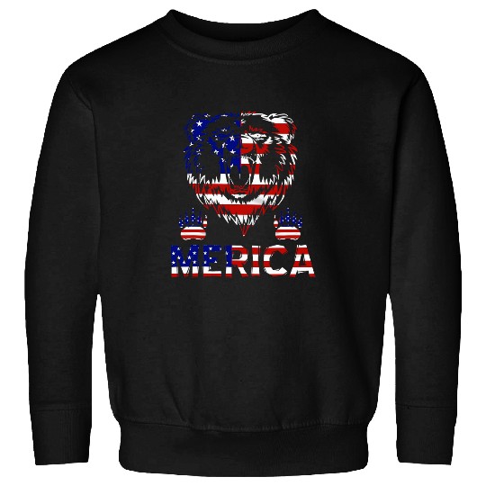 Bear Pet Merica 4th of July American Flag Bear Sweatshirts