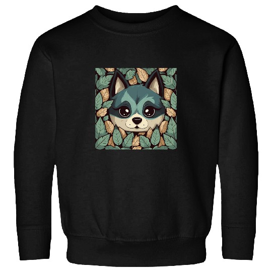 Alaskan Klee Kai Dog Mom Dad Plant Lover Hiding in Leaves 1 Sweatshirts