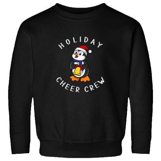 Penguin Pet Holiday Christmas Cheer Crew Santa Penguin Ringing Bell Sweatshirts