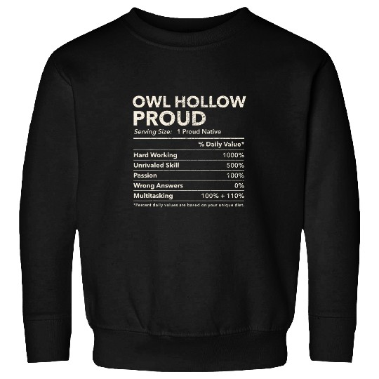 Owl Pet Hollow Pennsylvania Proud Nutrition Facts Sweatshirts