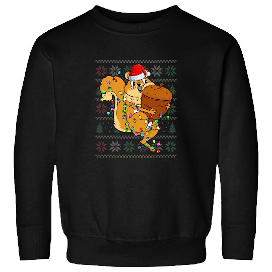 Squirrel Pet Wearing xmass Lights Santa Hat Squirrel Christmas Sweatshirts
