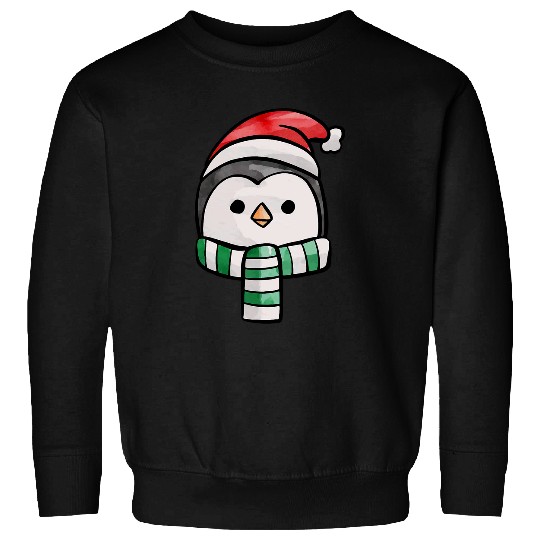 Penguin Pet Cute Christmas Penguin with Santas hat graphic for youth Sweatshirts