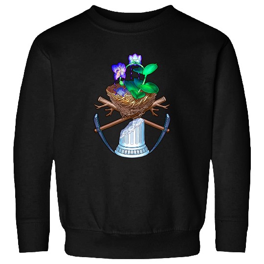Anime Fantasy Mythology Orchid flower Bird Nest Feathers Sweatshirts