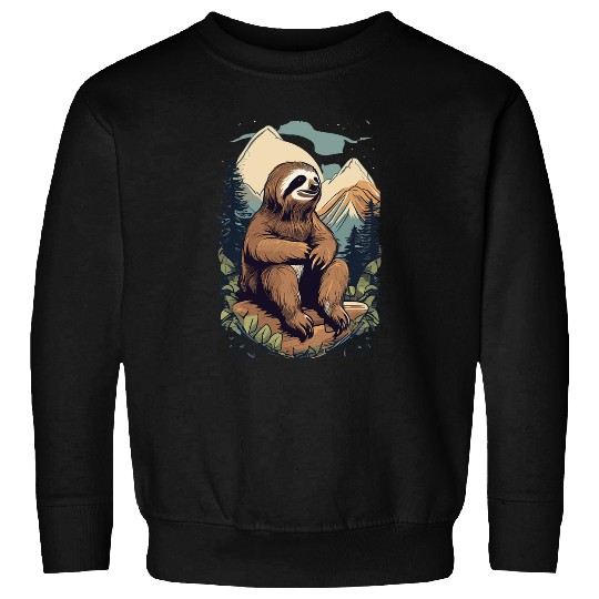 Sloth Pet Contemplative Sloth Mountain View Reflective Moments Sweatshirts
