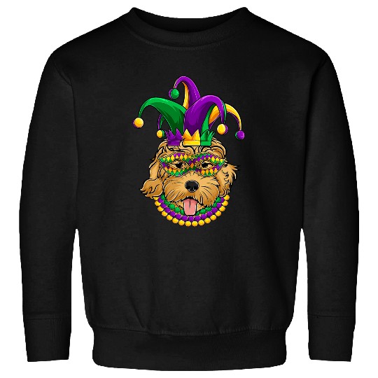 Funny Mardi Gras Dog Apparel Golden Doodle Dog Mom Dad Sweatshirts