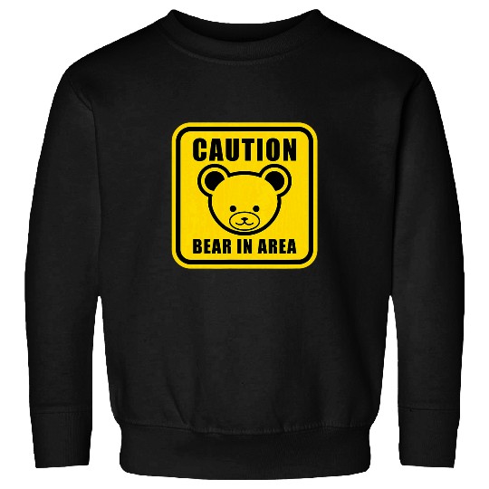 Bear Pet Warning Cute Teddy Bear Black Yellow Vector Art Sweatshirts