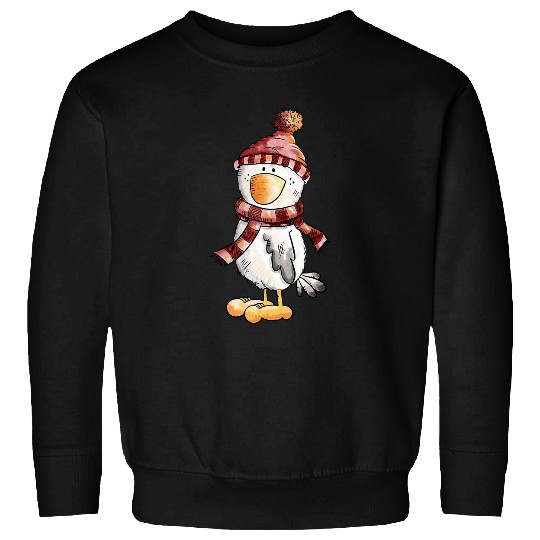 Penguin Pet Happy Winter Penguin With Wool Hat I Penguin Print Sweatshirts