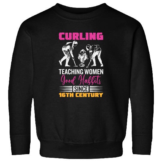 funny Women curling on the ice curler curling 1 Sweatshirts