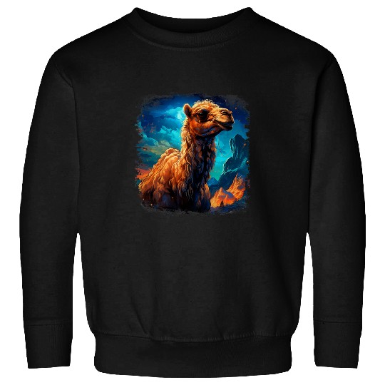Anime camel smiling safari moon realistic fantasy animal art Sweatshirts