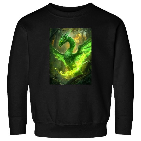 Dragon Pet Mystical Green Dragon in Enchanted Forest Sweatshirts