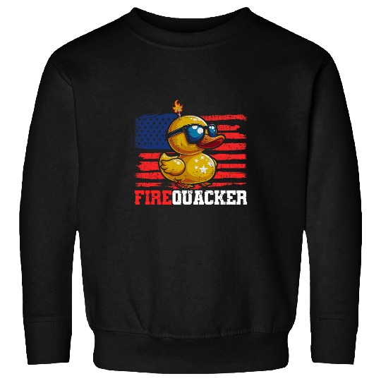 Duck Pet Firequacker Duck 4th of July Patriotic Day USA Flag Funny Sweatshirts