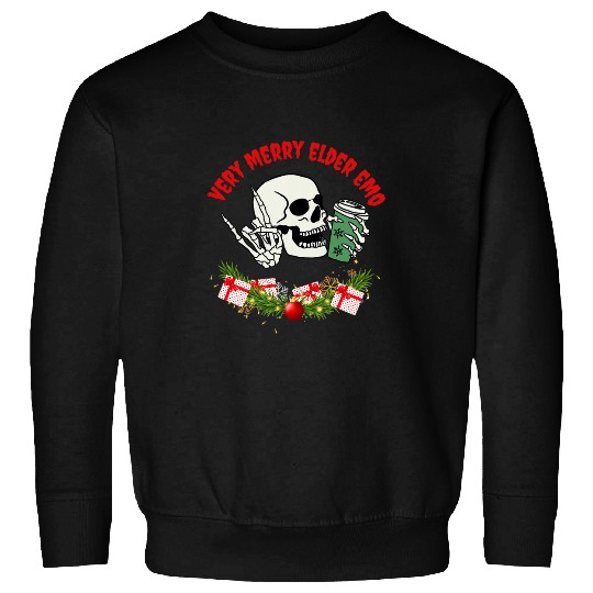 Coffee Fun Very Merry Elder Emo Christmas Coffee Drinking and Goth Sweatshirts