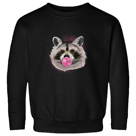 Raccoon Pet Bubble Gum Trash Panda Animal Pink Bubblegum Funny Racoon Sweatshirts