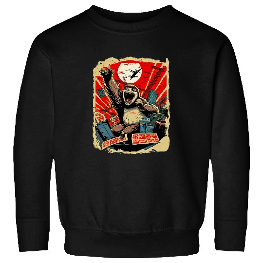 Sloth Pet Kaiju Sloth Monster Creature Attack Japan City Sweatshirts