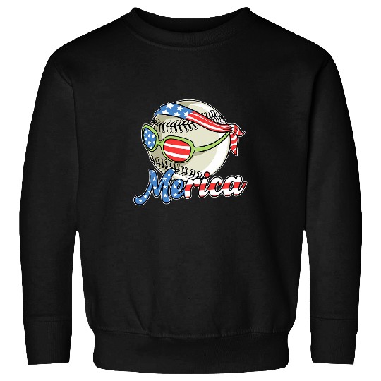 Baseball Merica USA 4th Of July Independence Day Sweatshirts