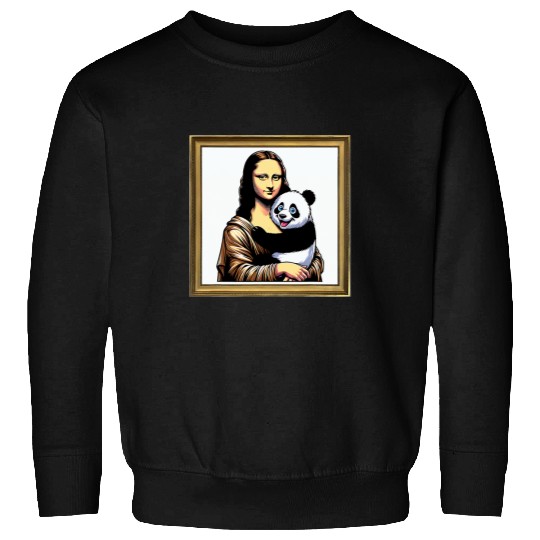 Panda Pet Humor Mona Lisa With Panda Sweatshirts