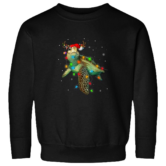 Turtle Pet christmas lights santa hat merry christmas 2 Sweatshirts