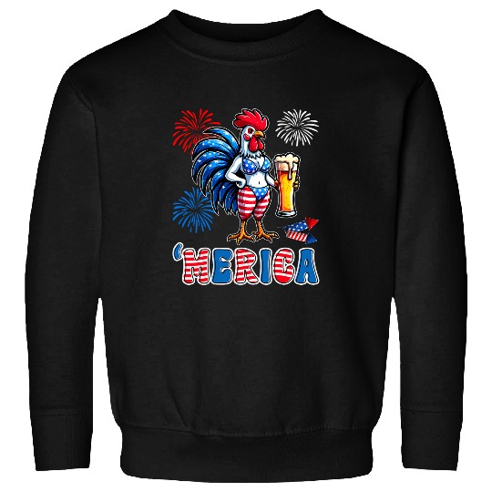 Bear Pet Merica Chicken 4th of July Holding Bear 8 Sweatshirts