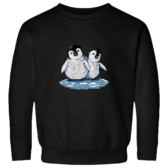 Penguin Pet Cute Kawaii Two Baby Penguins on Ice Animal Nature Lover Sweatshirts
