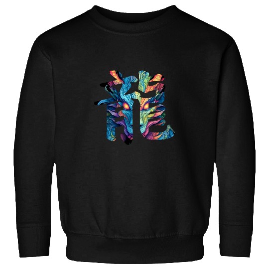 Dragon Pet Mystical Fusion Colorful Chinese Dragon Magical Calligraphy Sweatshirts