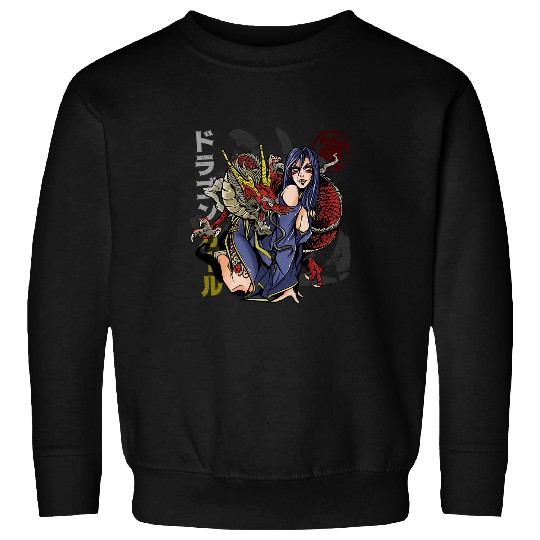 Dragon Pet Japanese Anime Manga Dragon Girl Aesthetic Culture Mythical Sweatshirts