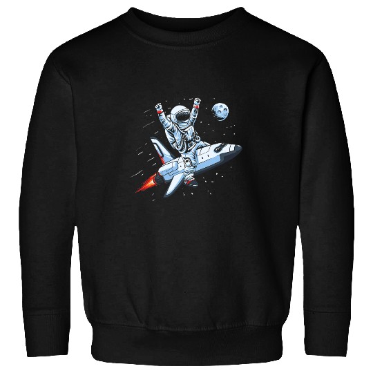 Astronaut Job Kids Astronaut Man On Space Ship To The Moon Astronomy Sweatshirts