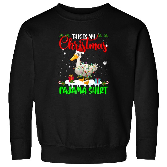 Duck Pet This Is My Christmas Pajama Santa xmass Lights Duck 429 Sweatshirts