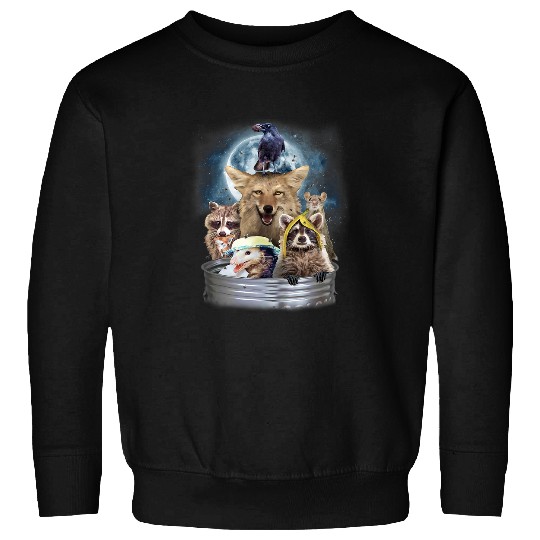 Raccoon Pet Trash Animals Howling at the Moon Funny Team Trash Sweatshirts