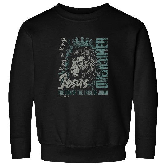 Lion Pet Jesus Is King Lion of Judah Bible Faith Graphic Christian Sweatshirts