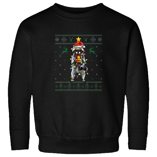 Raccoon Pet Christmas Tree Raccoon Ugly Christmas Sweater Sweatshirts