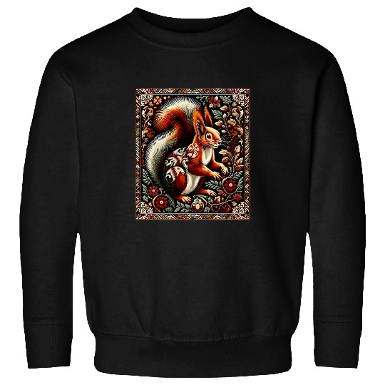 Squirrel Pet Artwork Elegant Tapestry Motif Style Sweatshirts