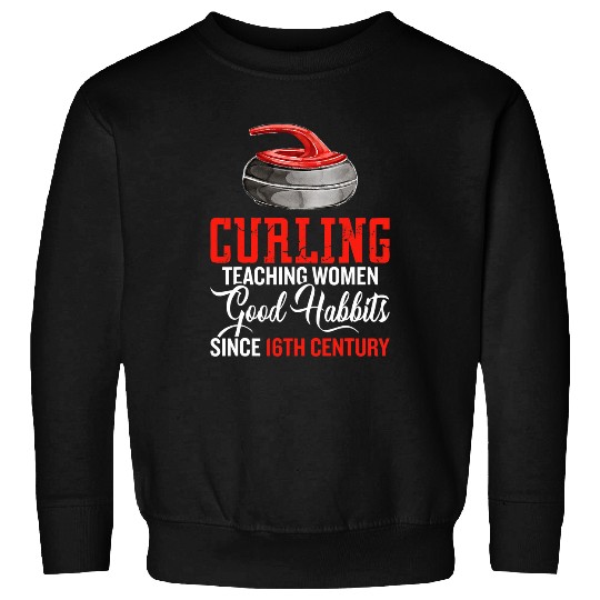 funny Women curling on the ice curler curling Sweatshirts