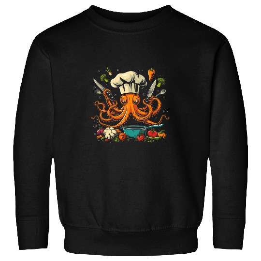 Chef Octopuss Kraken Funny Cooking Sous Chef Cook Sweatshirts