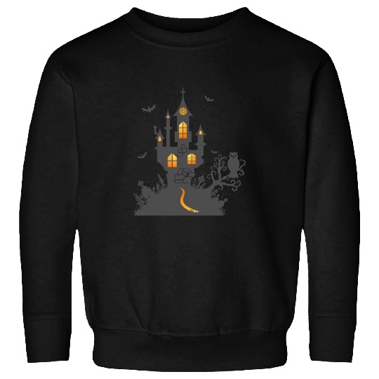 Owl Pet Halloween Haunted House with Owl Bats and Graveyard Sweatshirts