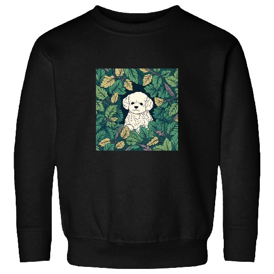 Bichon Frise Dog Mom Dad Plant Lover Hiding in Leaves Sweatshirts
