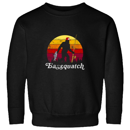 Fish Fisher Fisherman Funny Kids Retro Bass Fishing Big Foot Sweatshirts