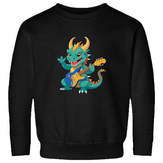 Dragon Pet playing Electric Guitar Chinese Dragon Guitarist 10 Sweatshirts
