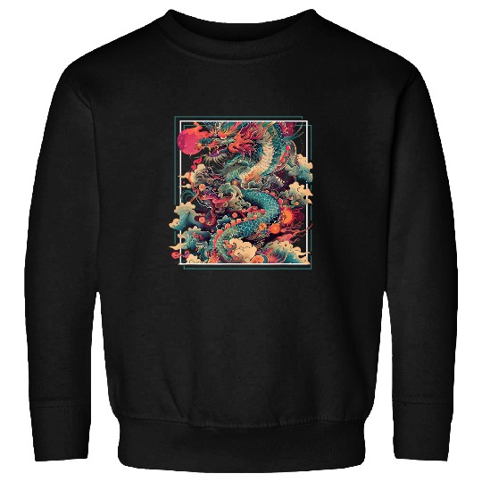 Dragon Pet Japanese Dragon Mythology Art Digital Japan Style Graphical Sweatshirts