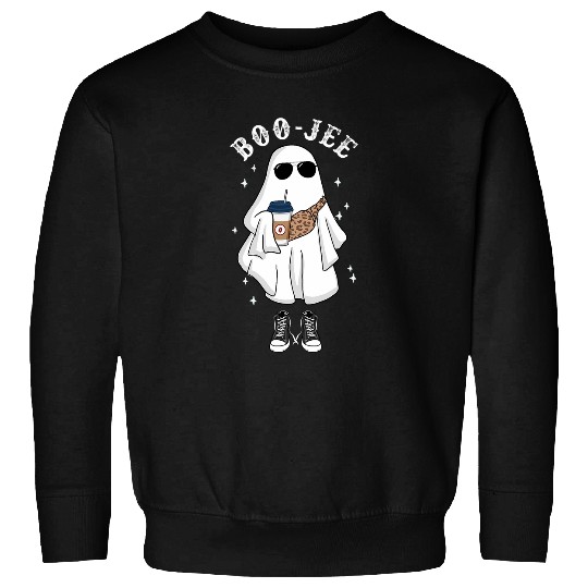 Coffee Fun Spooky Season Cute ghosts Halloween Boo Jee Coffee Leopard Sweatshirts